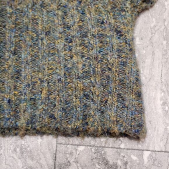 🇬🇪🔹️Decree Variegated Olive Button Front Hooded Batwing Sweater Medium - Picture 9 of 12